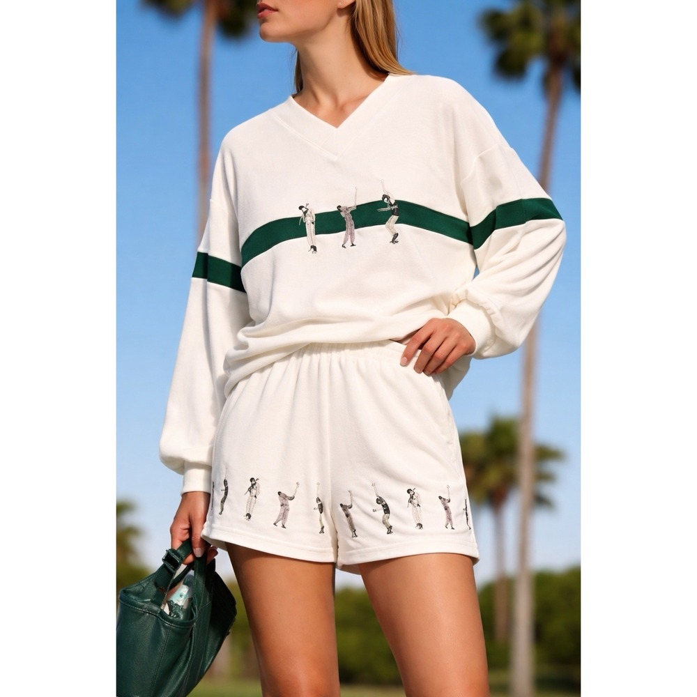 Yellow The Label Members Palmer Terry Pullover Shorts Set Women's L Sporty Golf